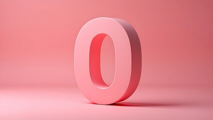 Pink number zero three dimensional render pastel background