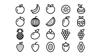 Assorted Fruit Icons isolated on a transparent background