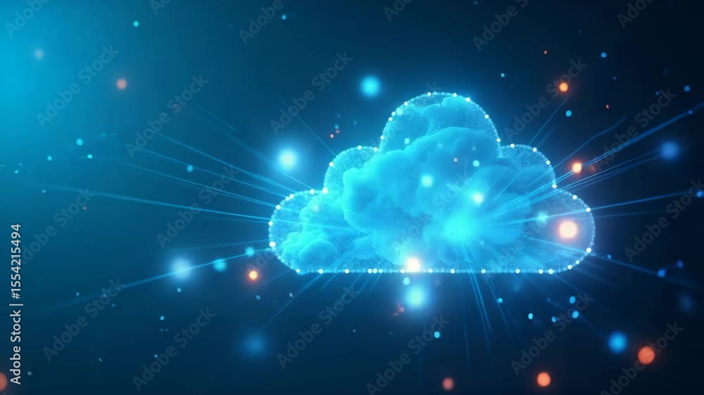 Poster professional visual illustrating cloud computing future trends with innovative digital analytics and