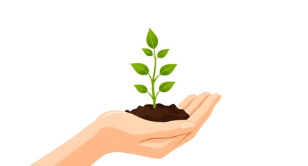 Hand holding a plant, Eco hand icon, Plant in hand, Growth in hand, Sustainability symbol, Nature care, Green hand illustration, Hand with sprout, Earth day concept, Environmental care, Seedling in ha