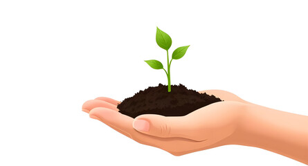 Hand holding a plant, Eco hand icon, Plant in hand, Growth in hand, Sustainability symbol, Nature care, Green hand illustration, Hand with sprout, Earth day concept, Environmental care, Seedling in ha