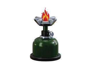 Camping stove icon 3d render concept of travel cooking gas stove icon vector illustration