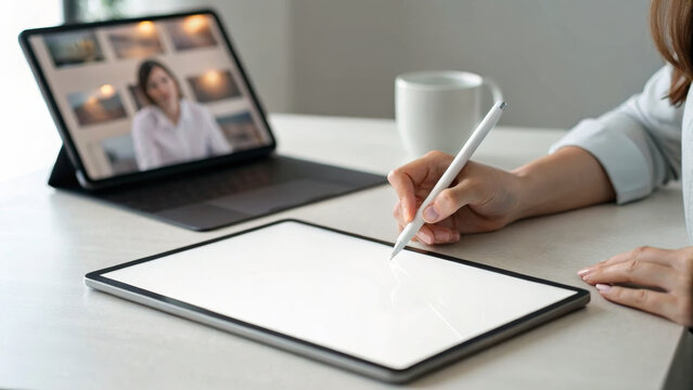 Flexible working. Digital tablet stylus hand remote work flexible working hybrid work from home, hybrid, work from home ,remote ,work life balance