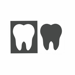 Black and white tooth icon, suitable for dental health content, dental care  