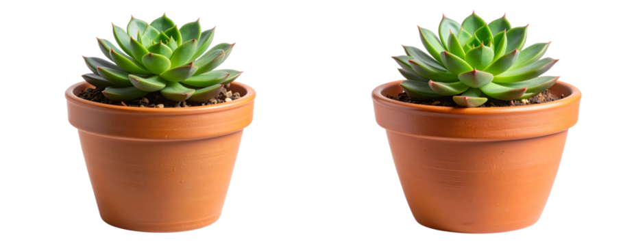 Vibrant Succulent Plant in Rustic Terracotta Pot for Home Decor, Transparent Background PNG - Powered by Adobe