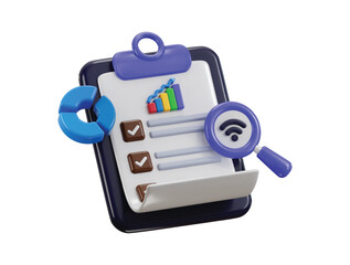 Clipboard with chart on business report icon 3d render concept of Business data analysis icon vector illustration