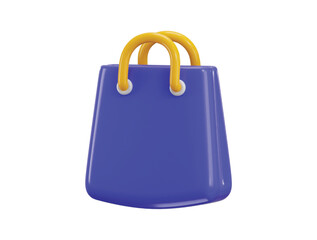 Shopping bag icon 3d render concept of shopping package, ecommerce shopping symbol or supermarket icon vector illustration