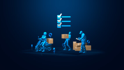 Workers managing deliveries, highlighting efficiency and organization in logistics processes.