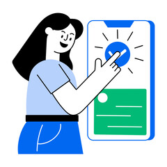 A flat illustration showing a character doing contactless payment 
