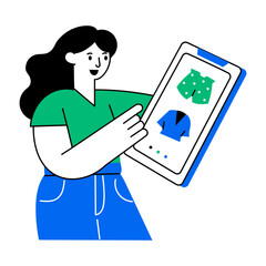 A flat style illustration showing a user doing digital shopping
