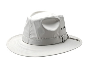 White Outdoor Hat with Wide Brim for Sun Protection and Travel