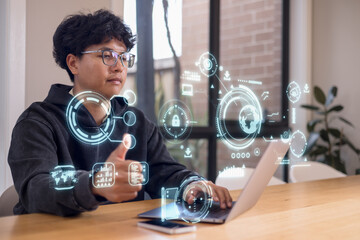 DevOps concept, software development, IT operations, agile programming, Concept with dev ops icon...