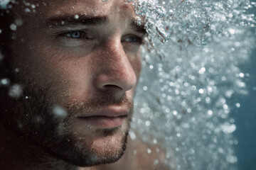 dynamic portrait of freediver immersed in serene underwater world essence of tranquility