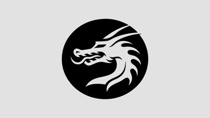 Fototapeta premium Fierce Dragon Head Logo Design in a Tribal Style graphic of a dragon's head, tattoo vector art design