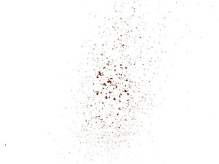 flying cocoa powder on white background isolated. coffee powder, cocoa powder flying, clipping path, texture, powder falling.
