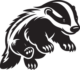 Honey Badger Vector in black and white 