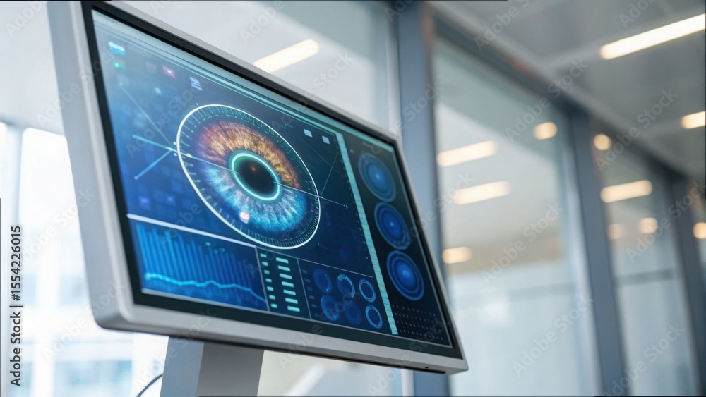 Poster digital eye examination chart displayed on modern screen
