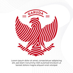 Garuda pancasila fingerprint line vector illustration for tshirt design