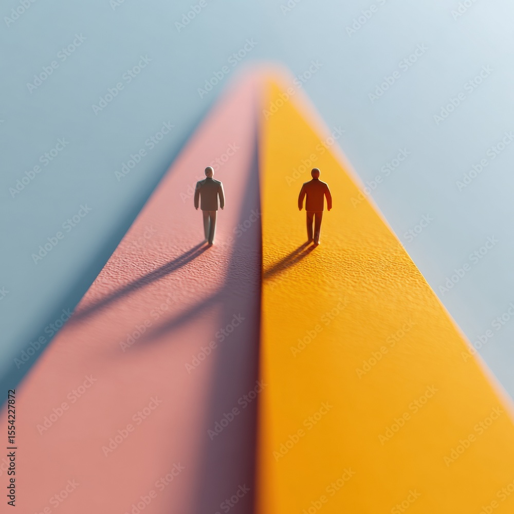 Poster modern strategic partnership visualization with executives climbing converging arrows symbolizing gr