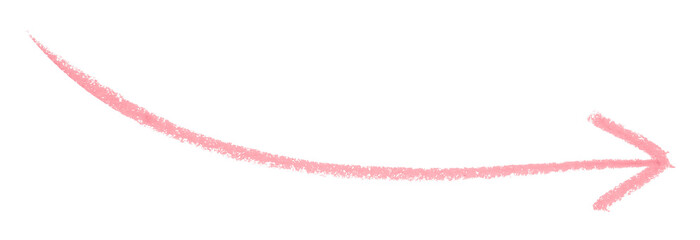 Pink arrow symbol colored pencil isolated on transparent background
