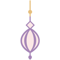  A stylized Islamic lantern in purple with geometric patterns, perfect for decorative and spiritual themes, showcasing Middle Eastern cultural elegance