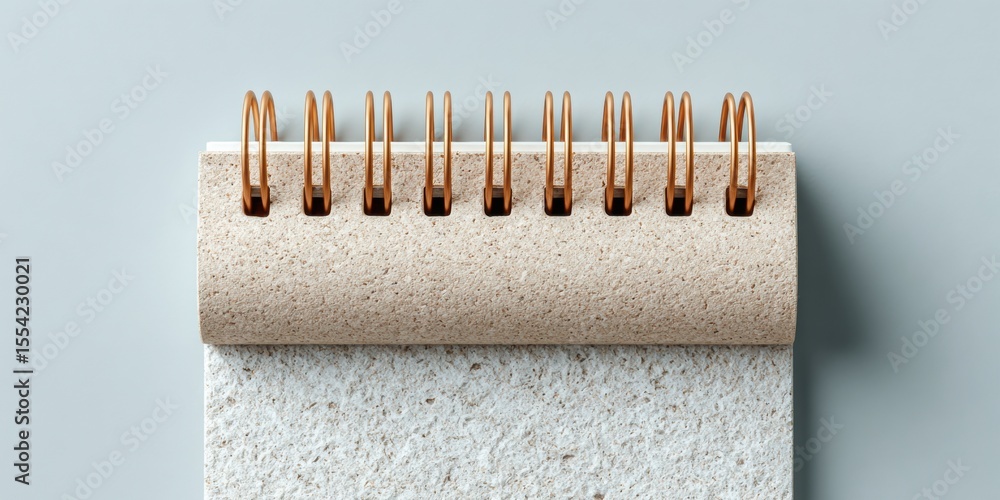 Poster eco-friendly spiral bound notebook made from recycled cardboard on neutral background for sustainabl