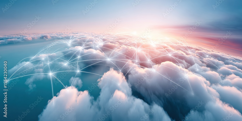 Poster Advanced Digital European Operations Hub Map with Logistics Network Connections and Data Pathways Representing Global Supply Chain Efficiency