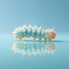 Obraz premium Close-Up of Mosquito Larvae with Spiny Bristles on Blue Background for Medical Research and Entomology Advances in Biological Study