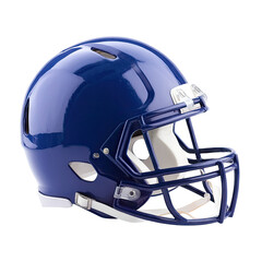 Naklejka premium High-Gloss Blue Football Helmet Isolated on White Background with Detailed View of Faceguard and Ventilation Holes