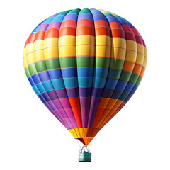 Vibrant Rainbow Hot Air Balloon, Isolated on Black, Joyful Adventure, Travel Concept