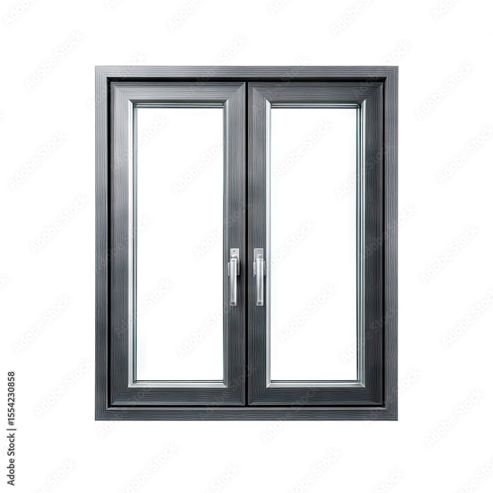 Poster modern double window with sleek frame and clear glass for contemporary architecture and design proje