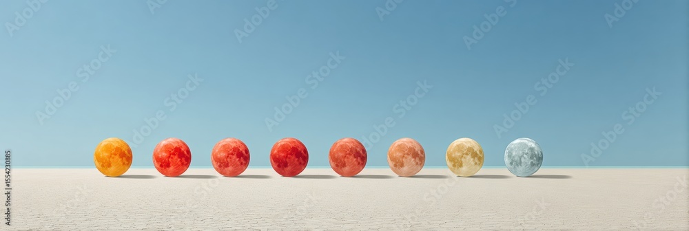 Poster minimalist lunar calendar series featuring progressive moon phases on simple backdrop for educationa