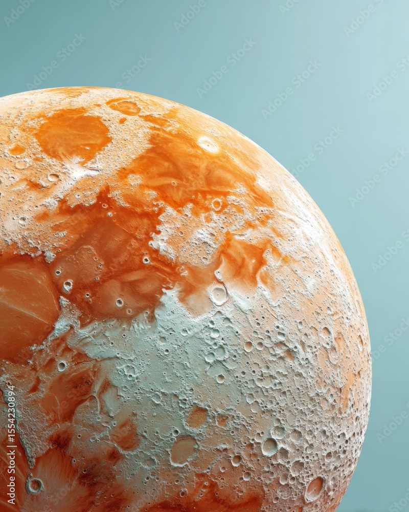 Poster detailed lunar surface with craters and highlands in earth orbit, scientific visualization for space