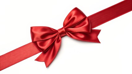 Crimson Bow Unfurled Horizontally on Transparent for Luxurious Appeal