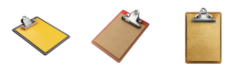 Clipboards and Files Isolated on Transparent Background