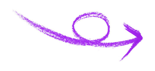 Purple arrow symbol colored pencil isolated on transparent background