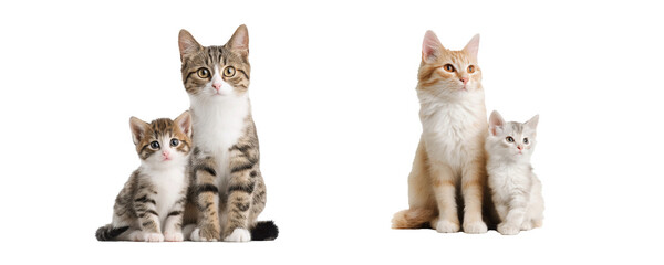  Sitting Cats Isolated on Transparent Background
