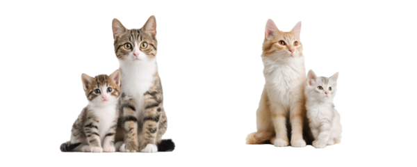  Sitting Cats Isolated on Transparent Background