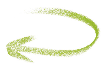 Green arrow symbol colored pencil isolated on transparent background