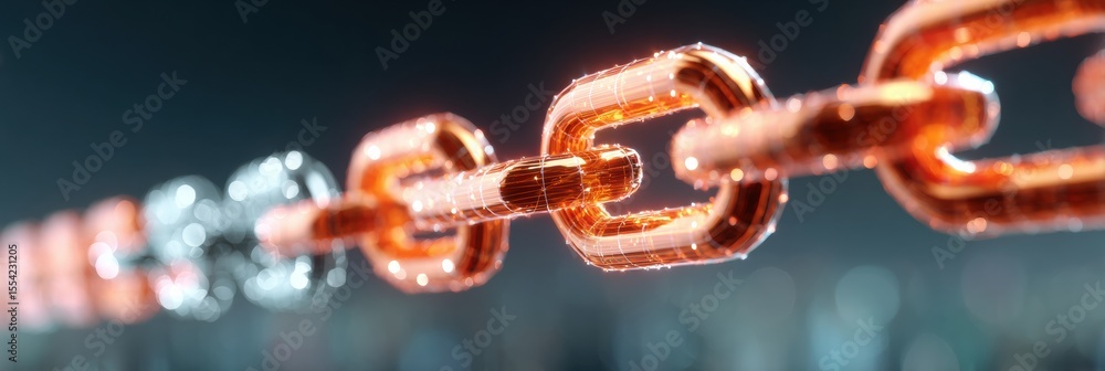 Aufkleber Futuristic Digital Blockchain Security with Interconnected Glowing Chains Representing Robust Decentralized Protection for Cybersecurity Marketing and Digital Assets