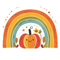 Whimsical autumn pumpkin rainbow