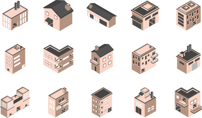 Isometric Building Icons A Collection of High-Quality Vector Icons for Architectural Designs and City Planning Projects