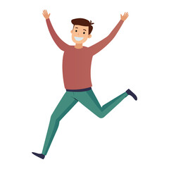 Happy businessman silhouette jumping with joy, celebrating success and freedom Happy businessman silhouette jumping with joy, celebrating success and freedom