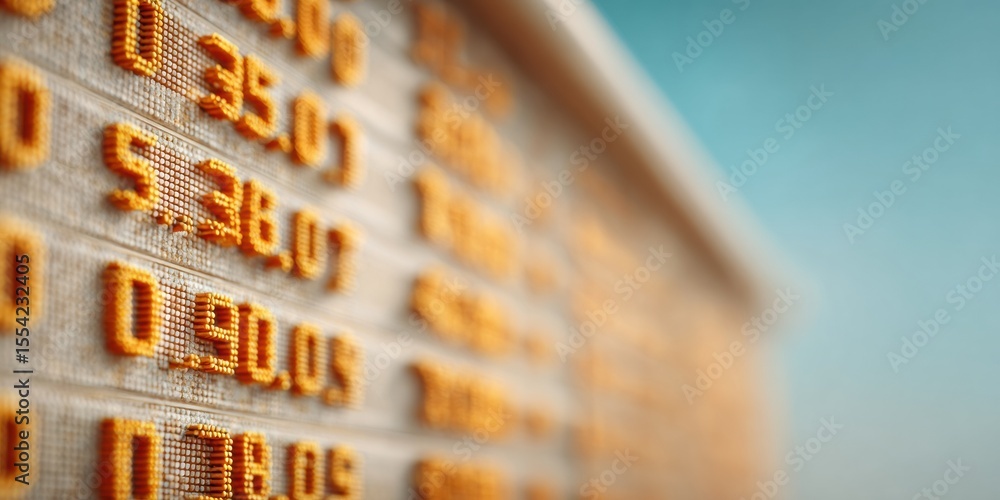Aufkleber Close-up of Digital Ticker Screen with SandP 500 Financial Data Displayed in Modern Tech-Driven Market Analysis Environment