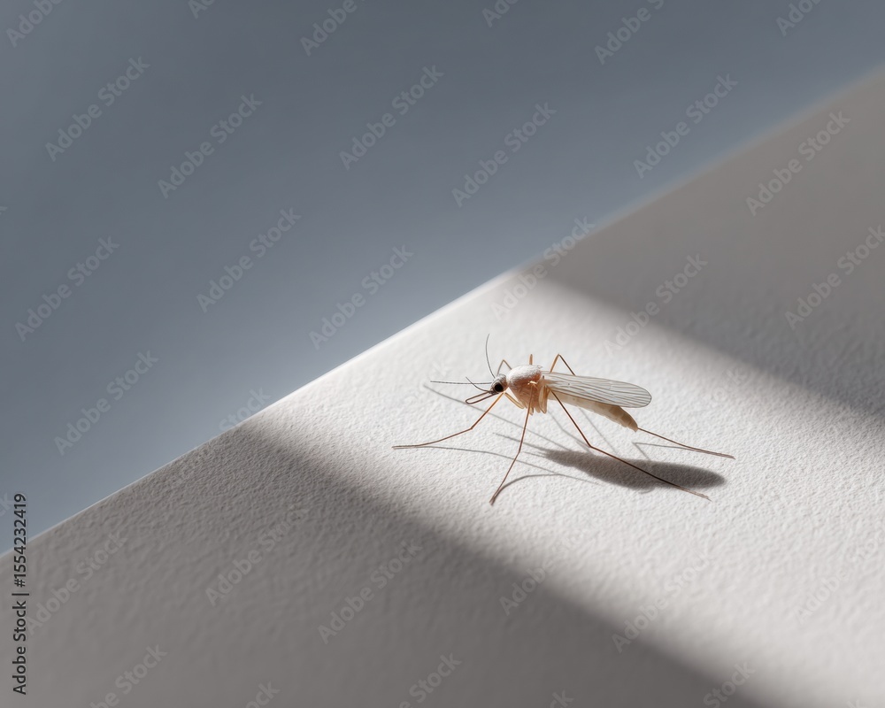 Aufkleber close-up of dead mosquito on textured surface in natural light symbolizing disease control and envir