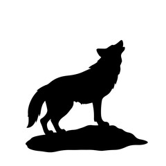 Wolf howling against the moon silhouette, night symbolism