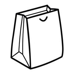 Simple paper shopping bag outline icon vector illustration