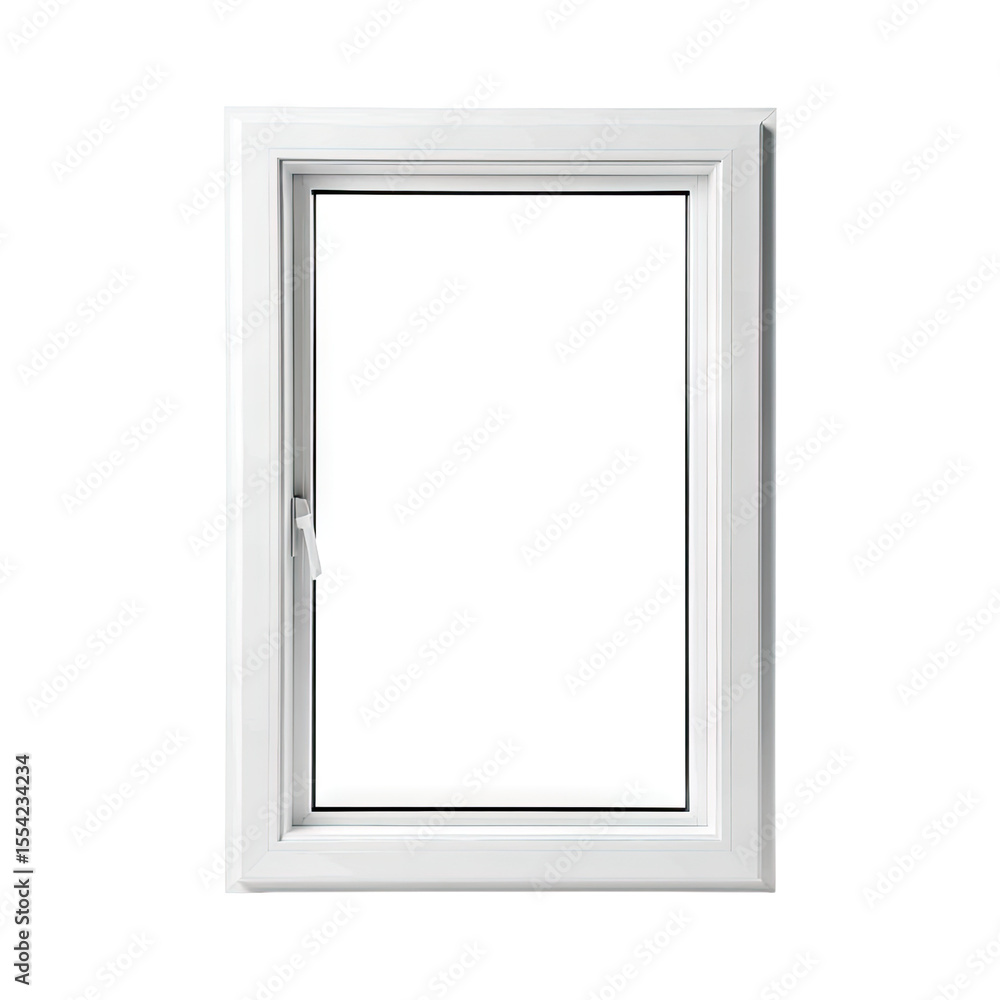 Poster modern white window frame with clean lines and empty glass pane suitable for interior design and hom