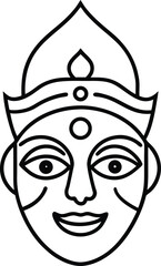 Traditional Indian Headgear Mask in Clean Outline