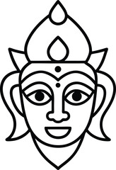 Ornate Indian Mask Drawing with Folk Influence